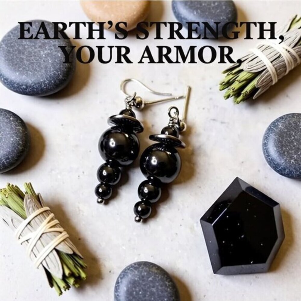 Stacked Gray Hematite Post Earrings - Calming, Grounding, Clearing, Protection